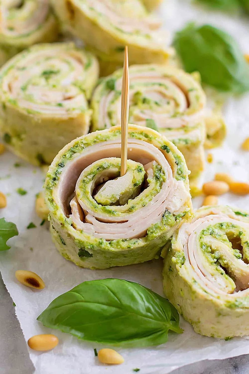 Turkey Pesto Pinwheels with Smoked Provolone