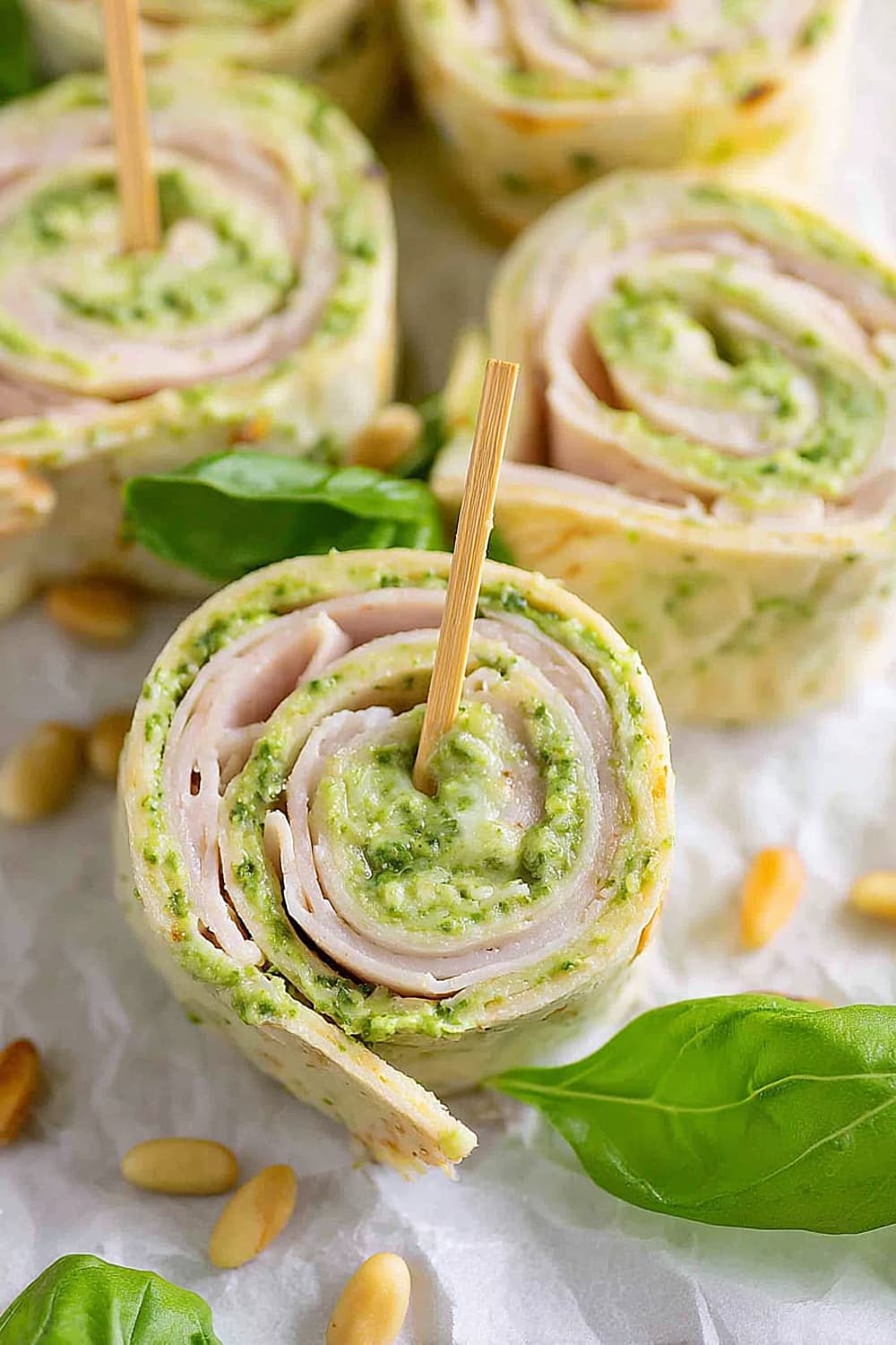 Turkey Pesto Pinwheels with Smoked Provolone