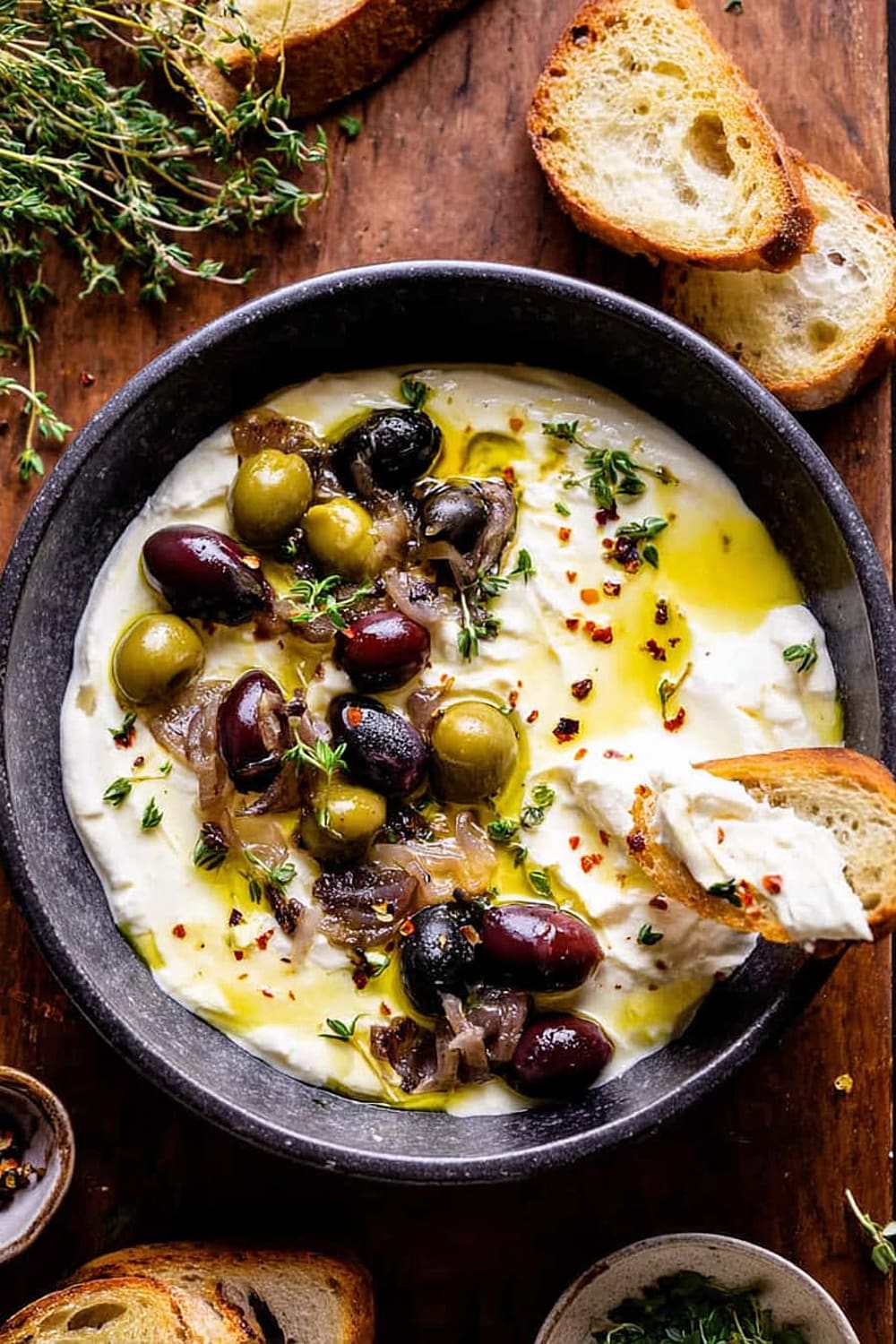 Honey Whipped Feta with Garlic Herb Roasted Olives