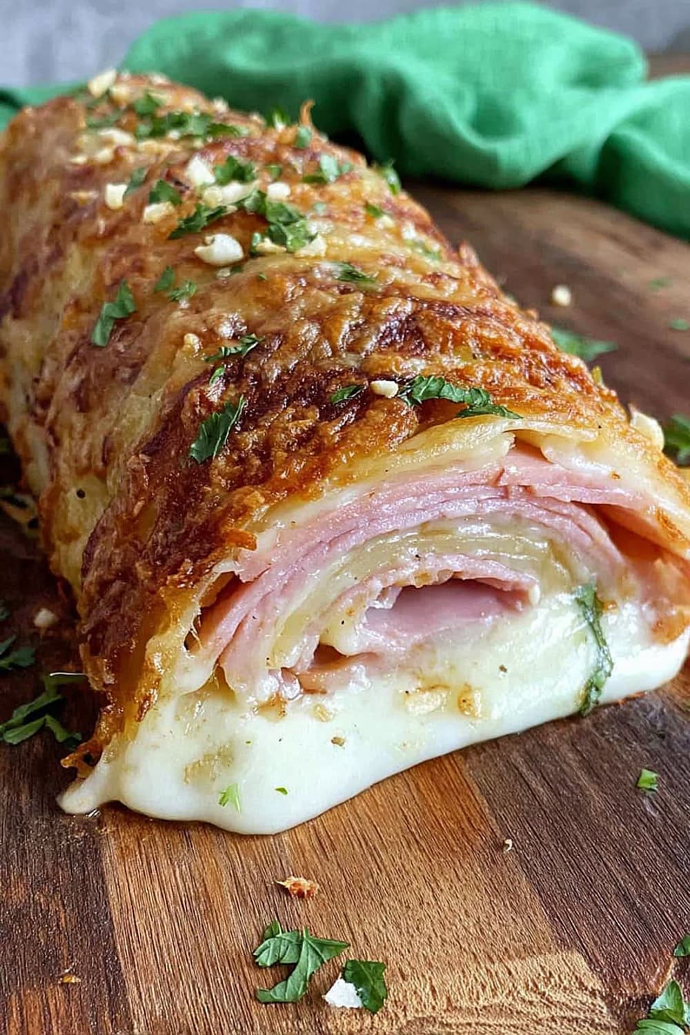 Easy Ham + Cheese Scalloped Potato Roll (4 Ingredients)