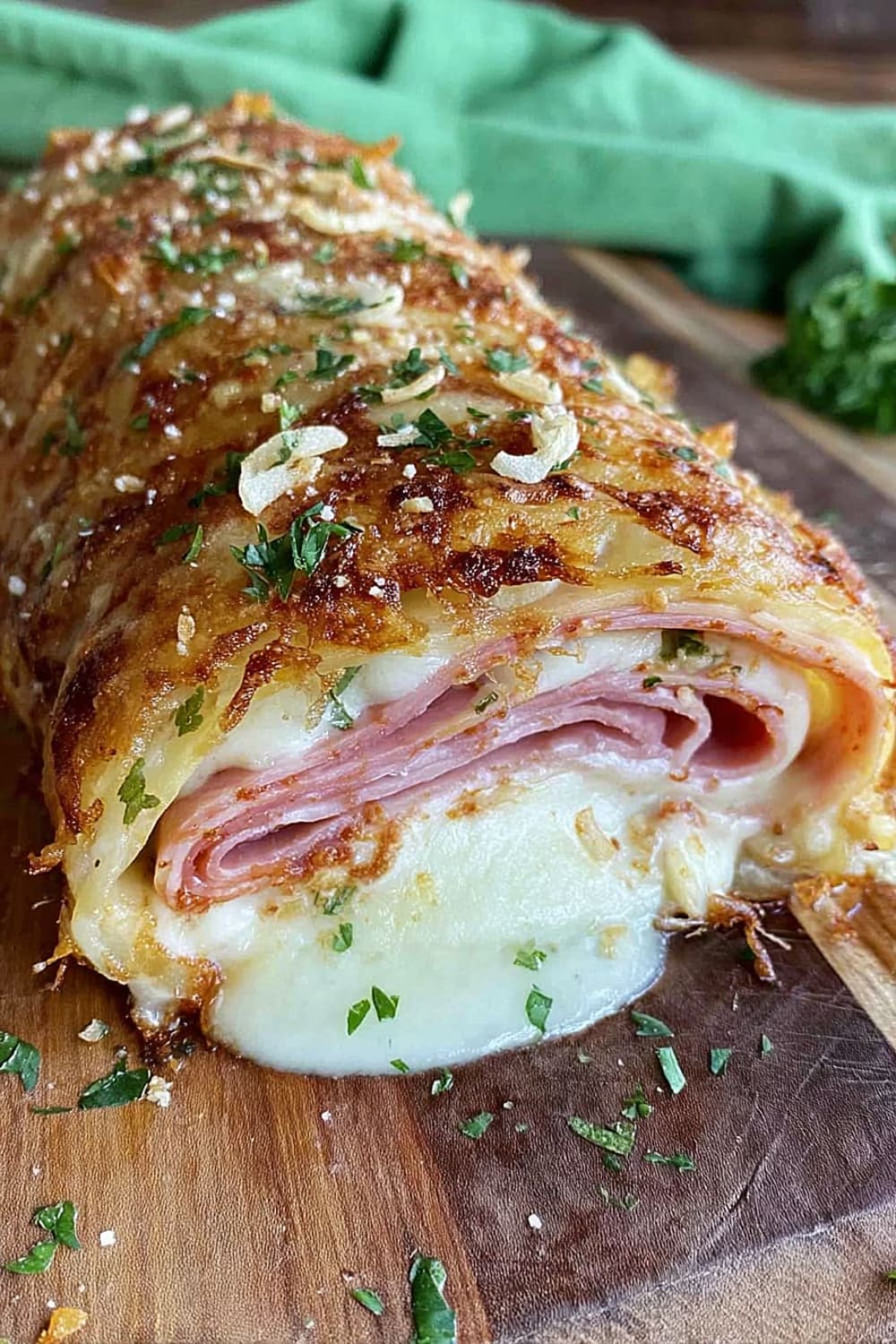 Easy Ham + Cheese Scalloped Potato Roll (4 Ingredients)