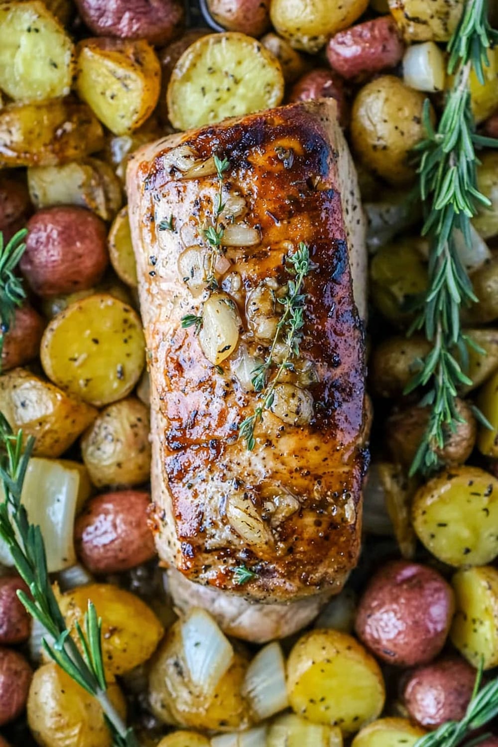 Garlic Herb Butter Baked Pork Loin and Potatoes