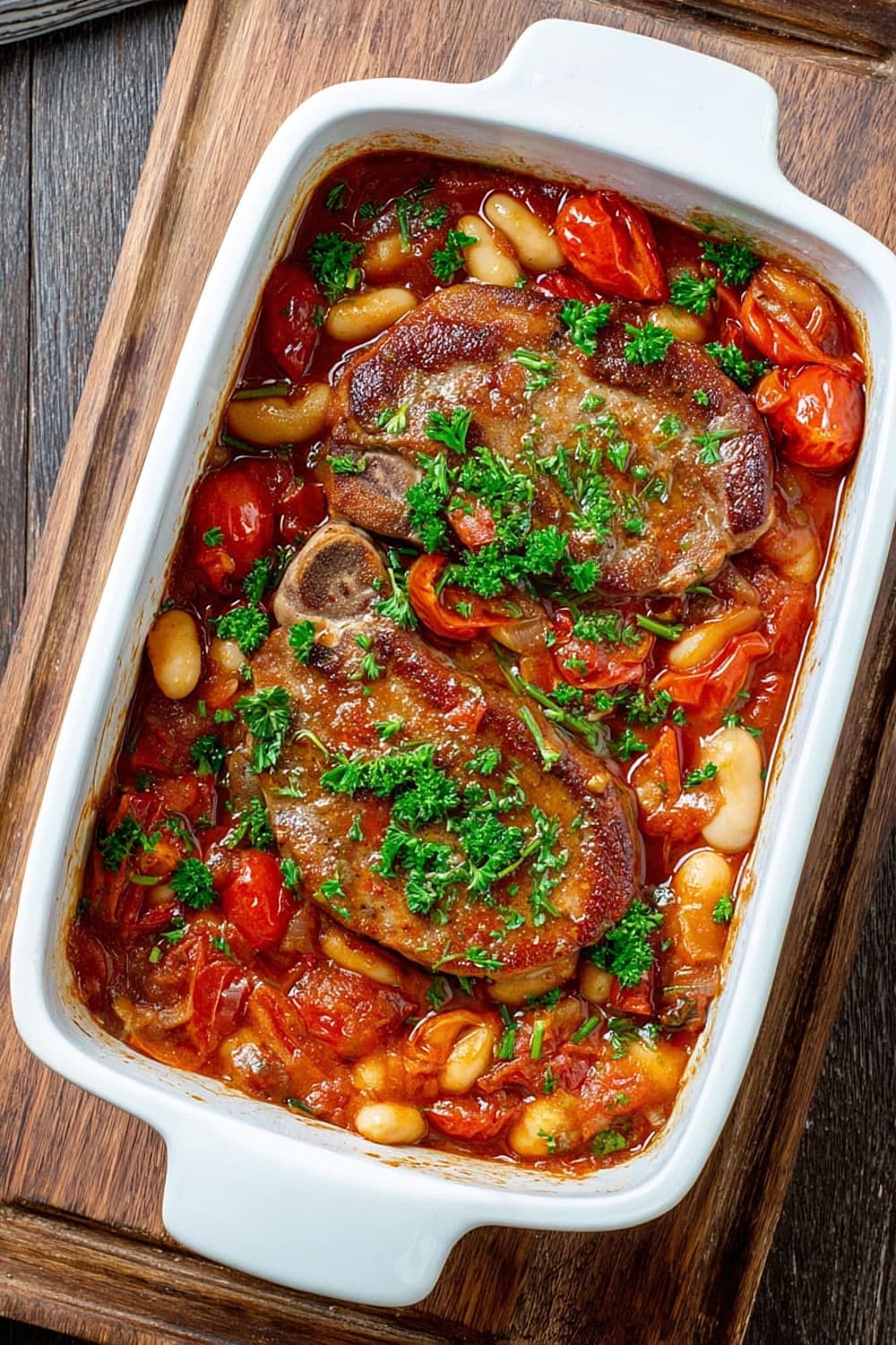 Boneless Pork Chop Casserole Recipe With Beans and Tomatoes