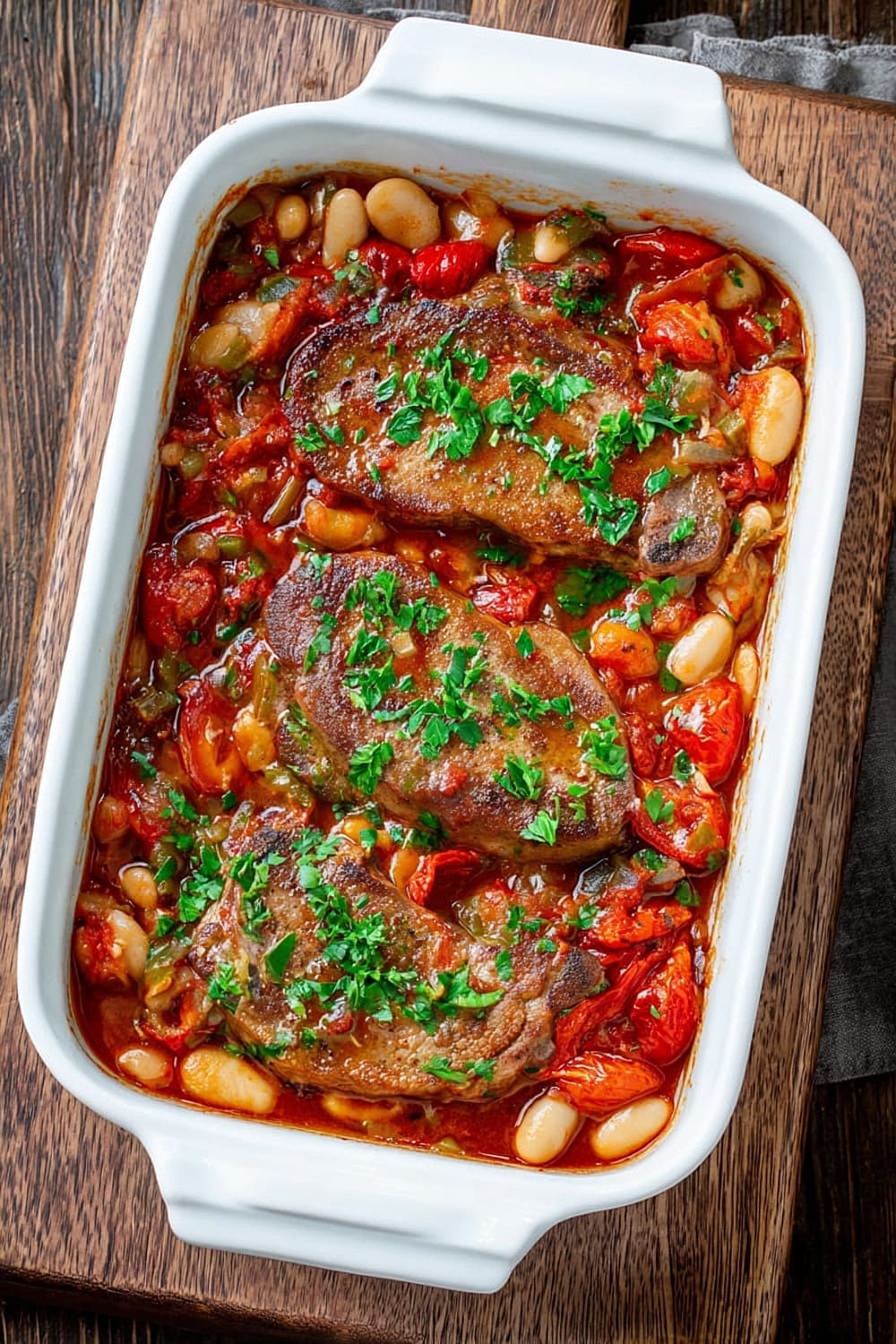 Boneless Pork Chop Casserole Recipe With Beans and Tomatoes