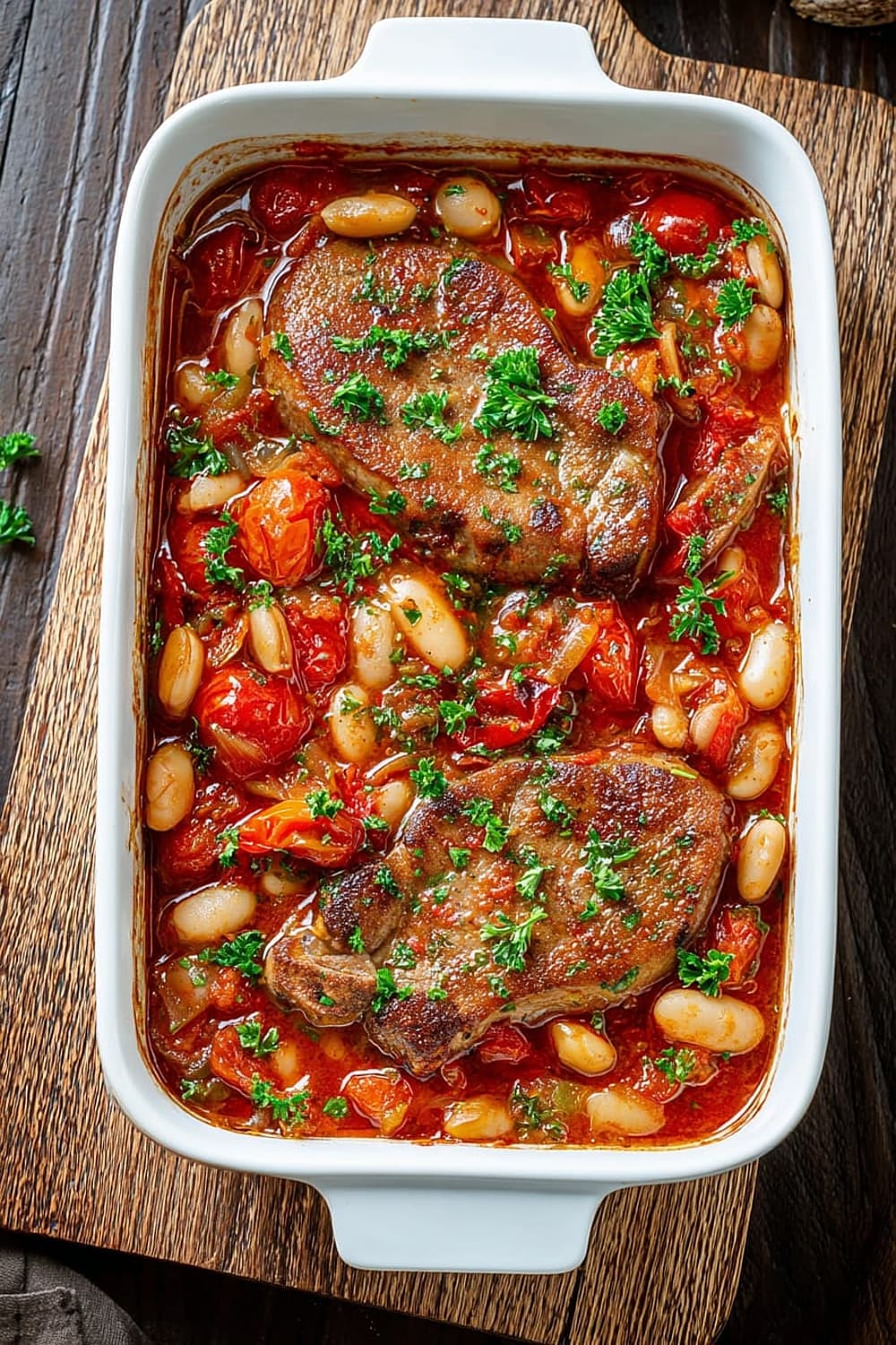 Boneless Pork Chop Casserole Recipe With Beans and Tomatoes