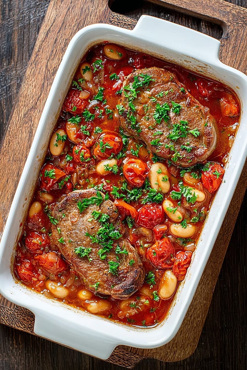 Boneless Pork Chop Casserole Recipe With Beans and Tomatoes