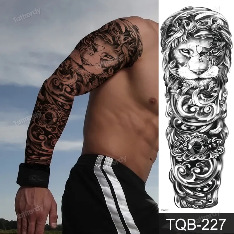 Fierce artistry meets symbolic power in this stunning full-sleeve lion masterpiece that commands attention from shoulder to wrist. The intricate ornamental details weaving through the design create a perfect balance between the lion's raw strength and decorative elegance, making this piece as much about craftsmanship as it is about meaning 🦁