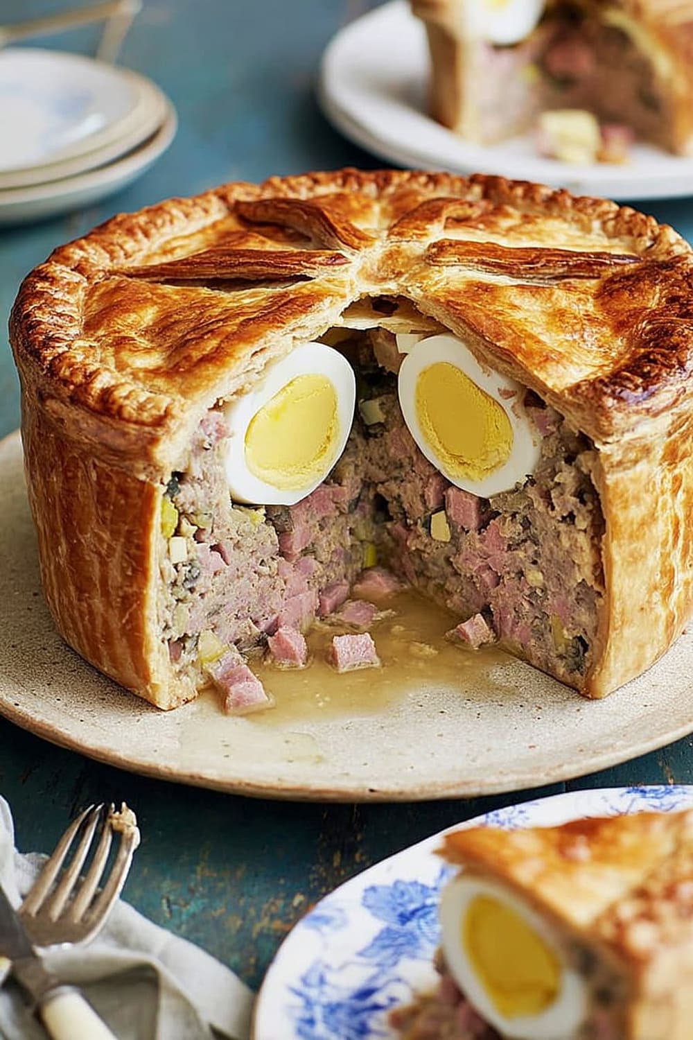 Gala pork and egg pie