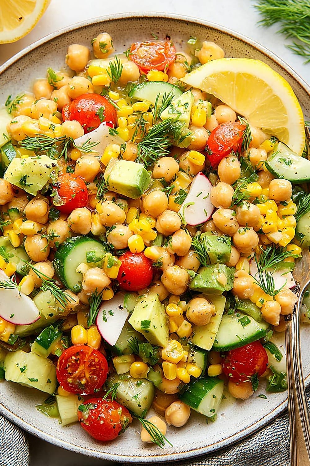 Summer Vegetable Chickpea Salad (Dairy Free!)