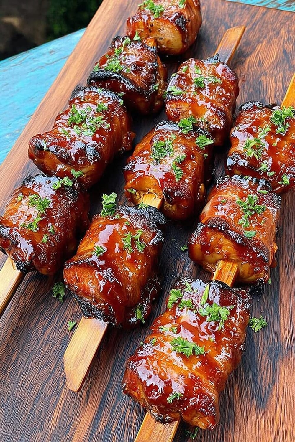 Bacon Wrapped Pork Skewers