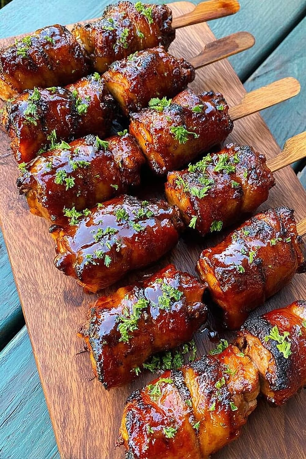 Bacon Wrapped Pork Skewers