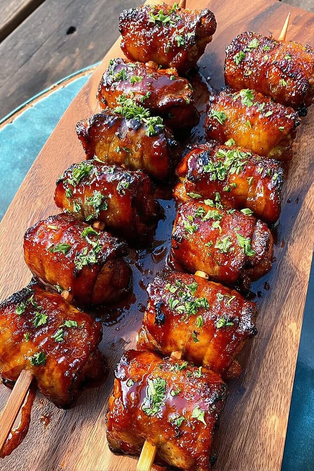 Bacon Wrapped Pork Skewers