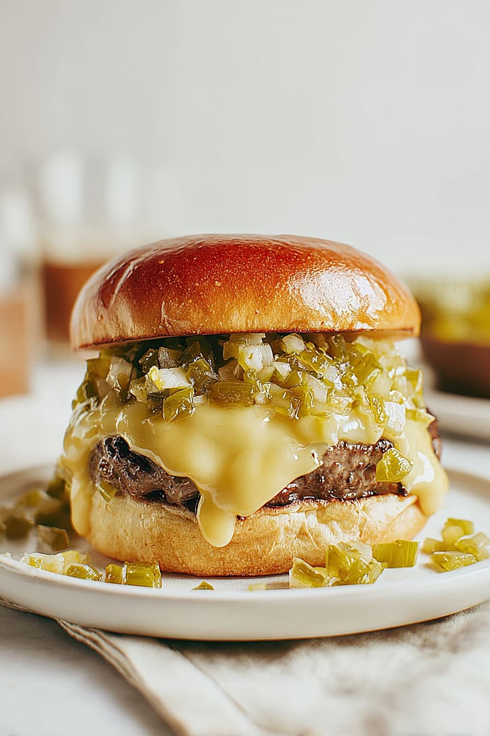 Hatch Green Chile Cheeseburger