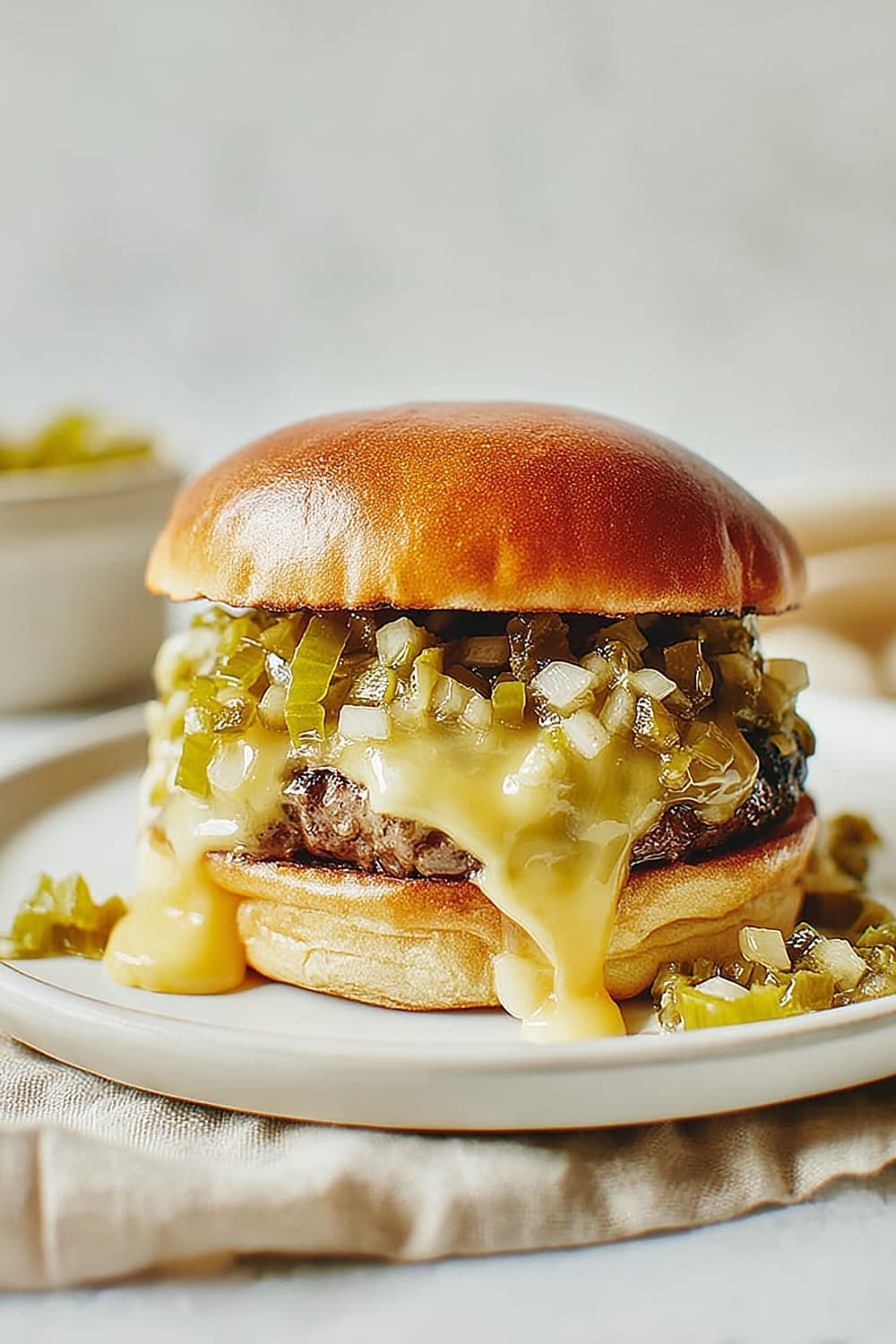 Hatch Green Chile Cheeseburger