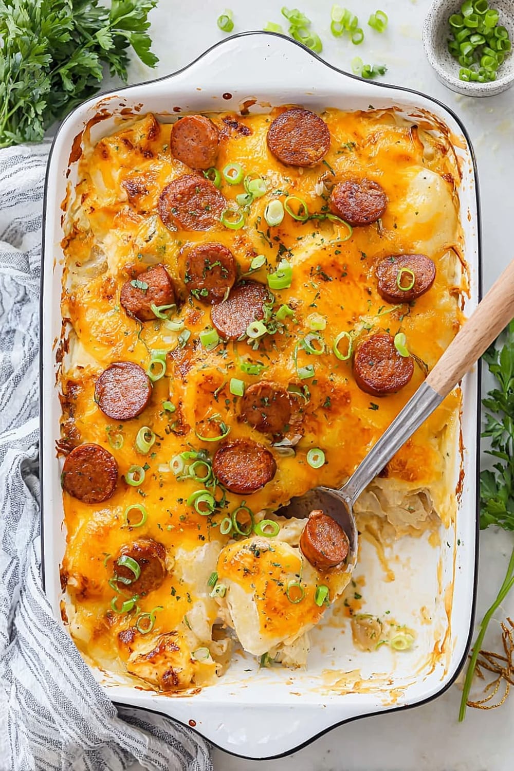 Dump-and-Bake Pierogi Casserole with Kielbasa