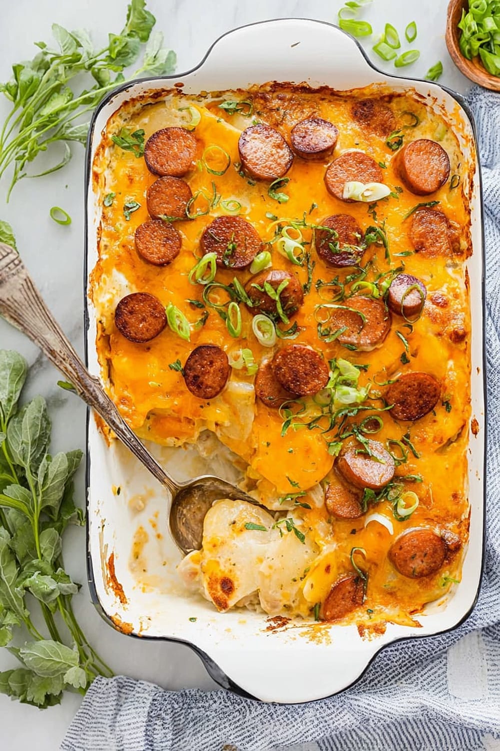 Dump-and-Bake Pierogi Casserole with Kielbasa