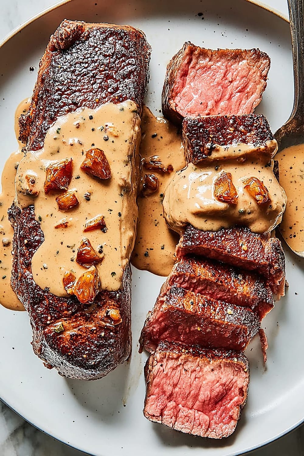 Best Steak With Creamy Bourbon Garlic Sauce
