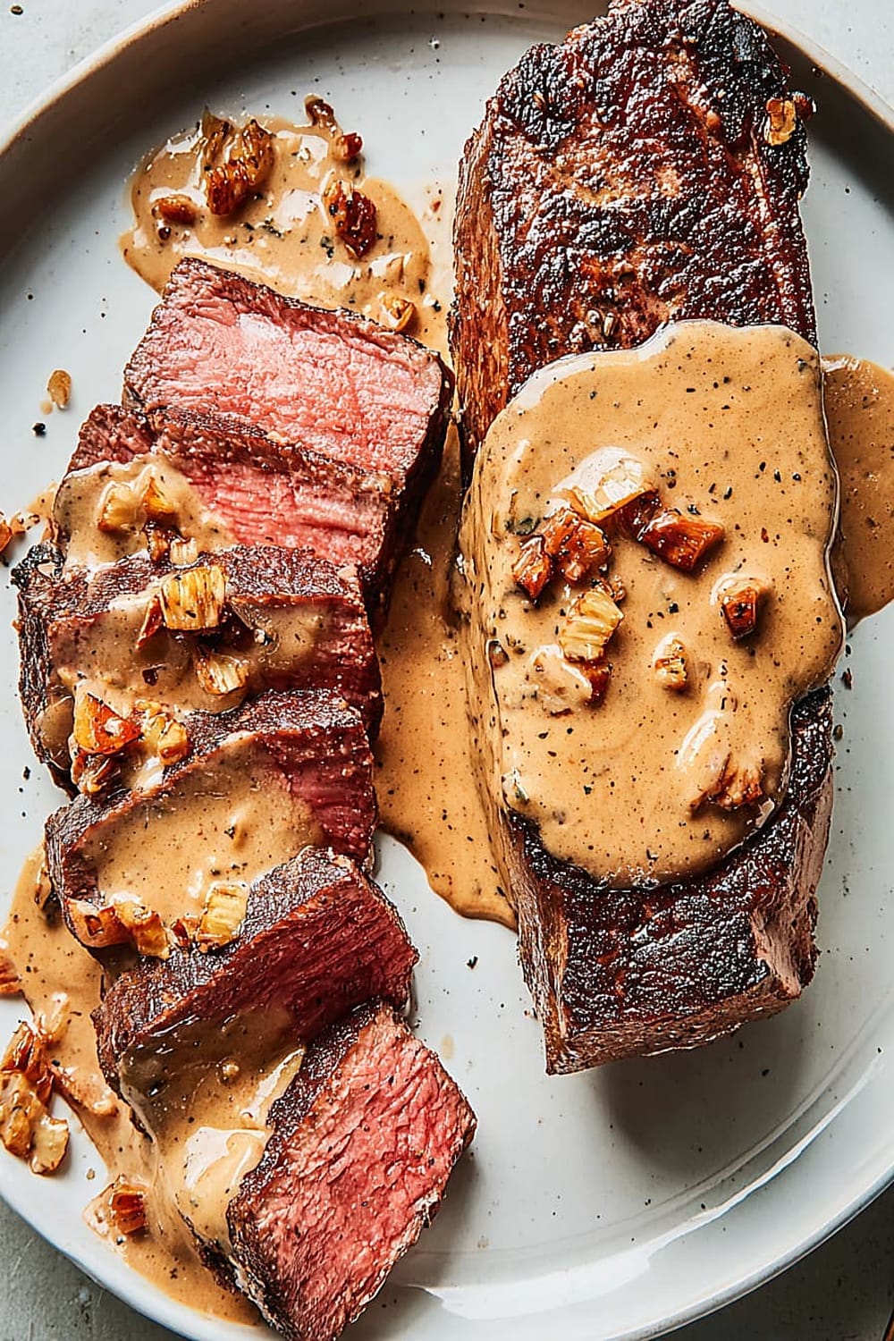 Best Steak With Creamy Bourbon Garlic Sauce