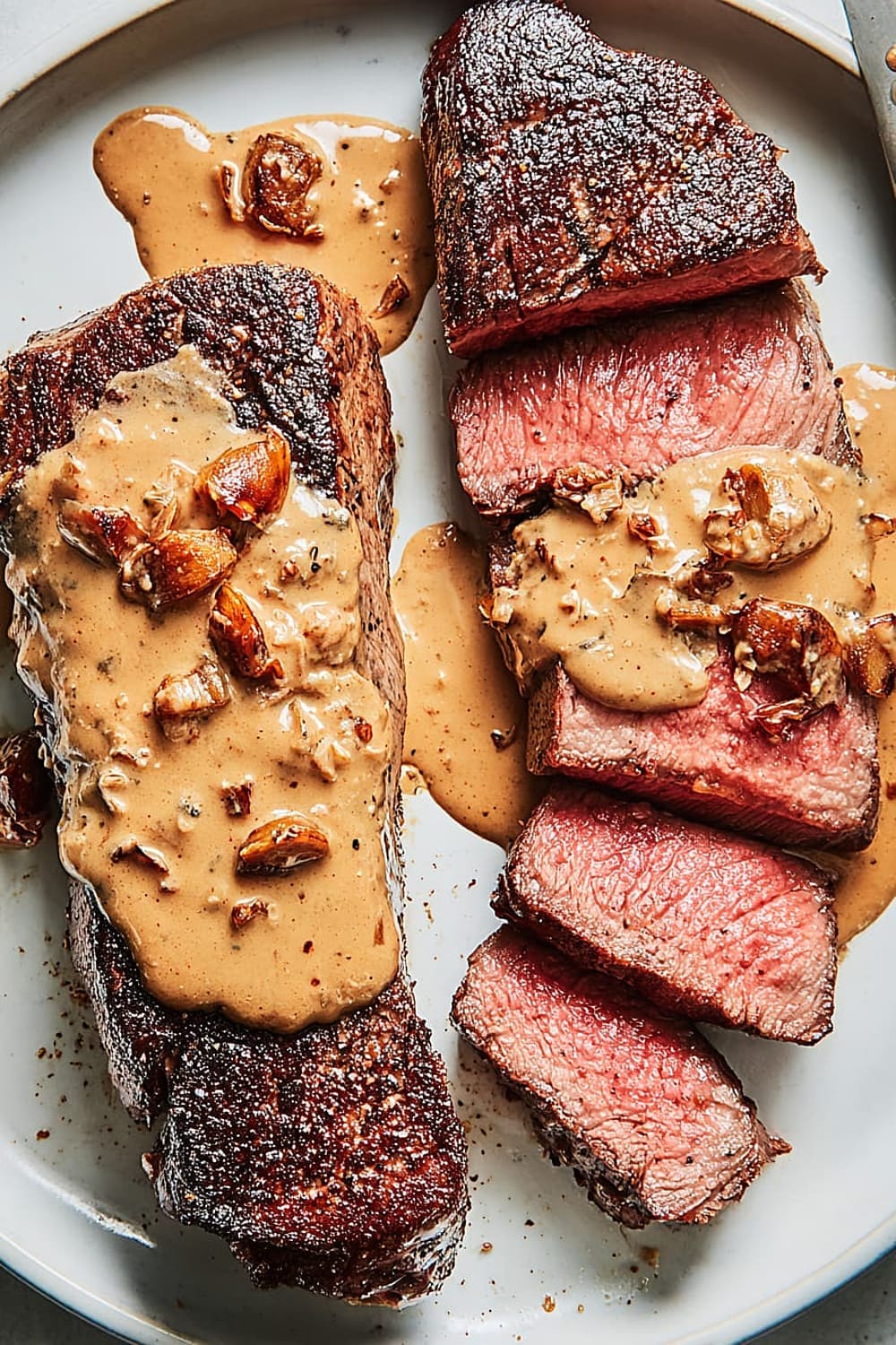 Best Steak With Creamy Bourbon Garlic Sauce