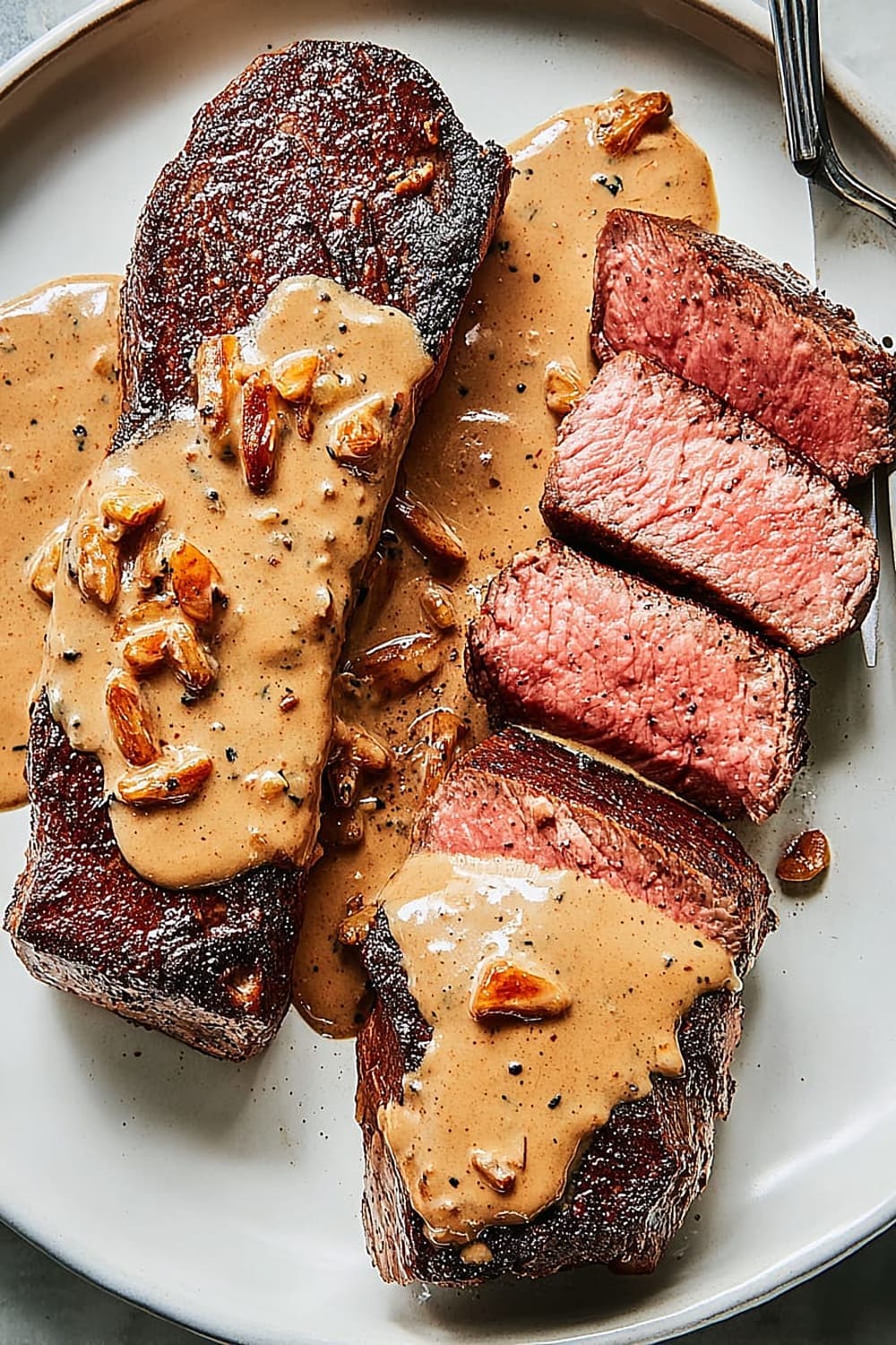 Best Steak With Creamy Bourbon Garlic Sauce