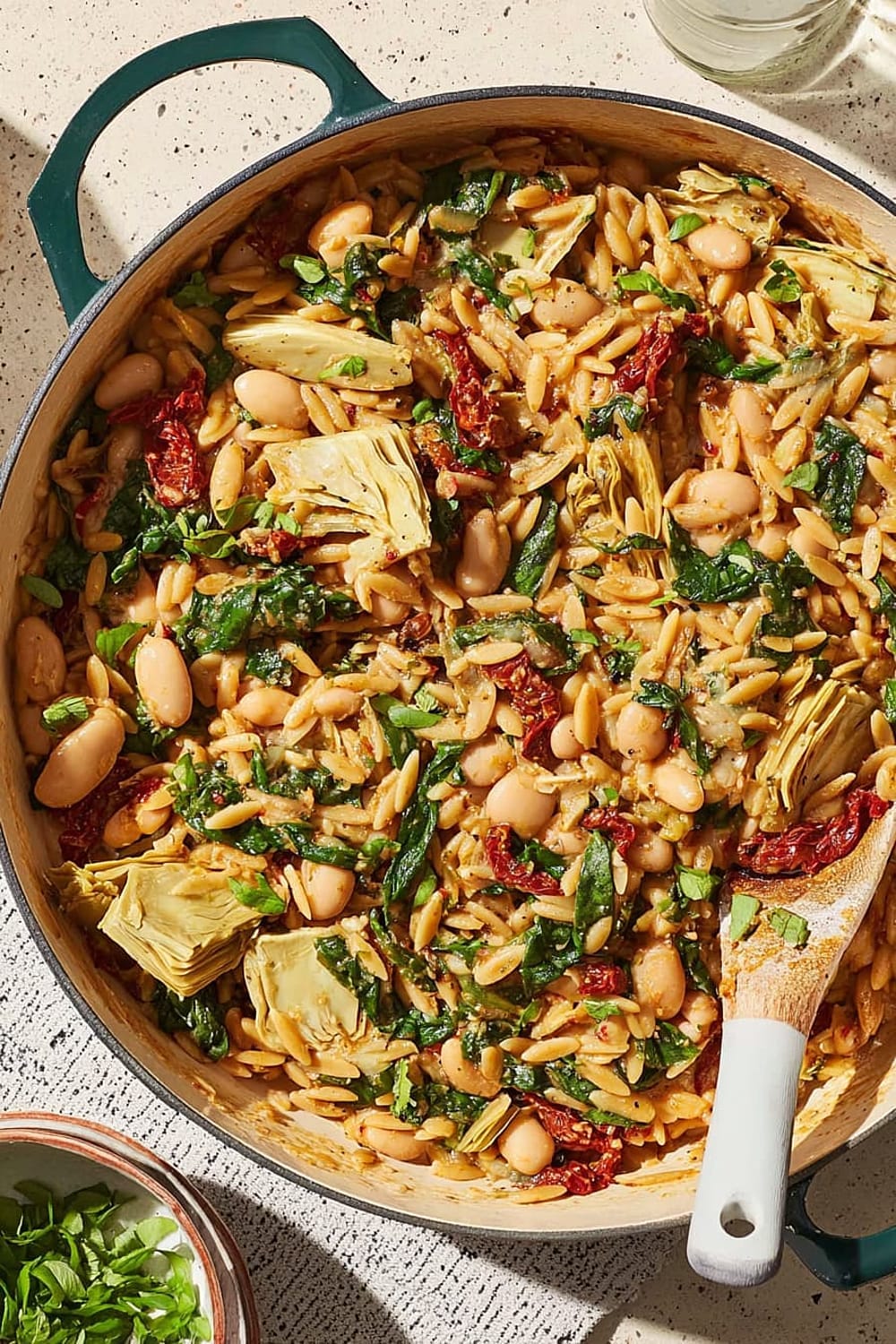 One-Pot White Bean, Spinach & Sun-Dried Tomato Orzo