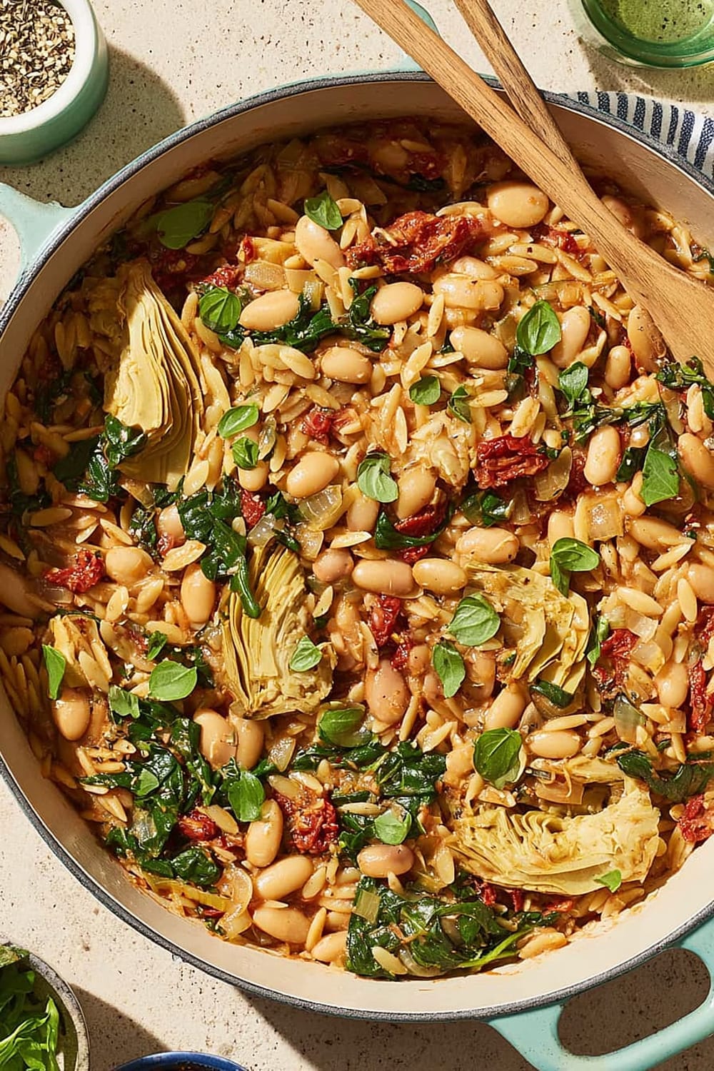 One-Pot White Bean, Spinach & Sun-Dried Tomato Orzo