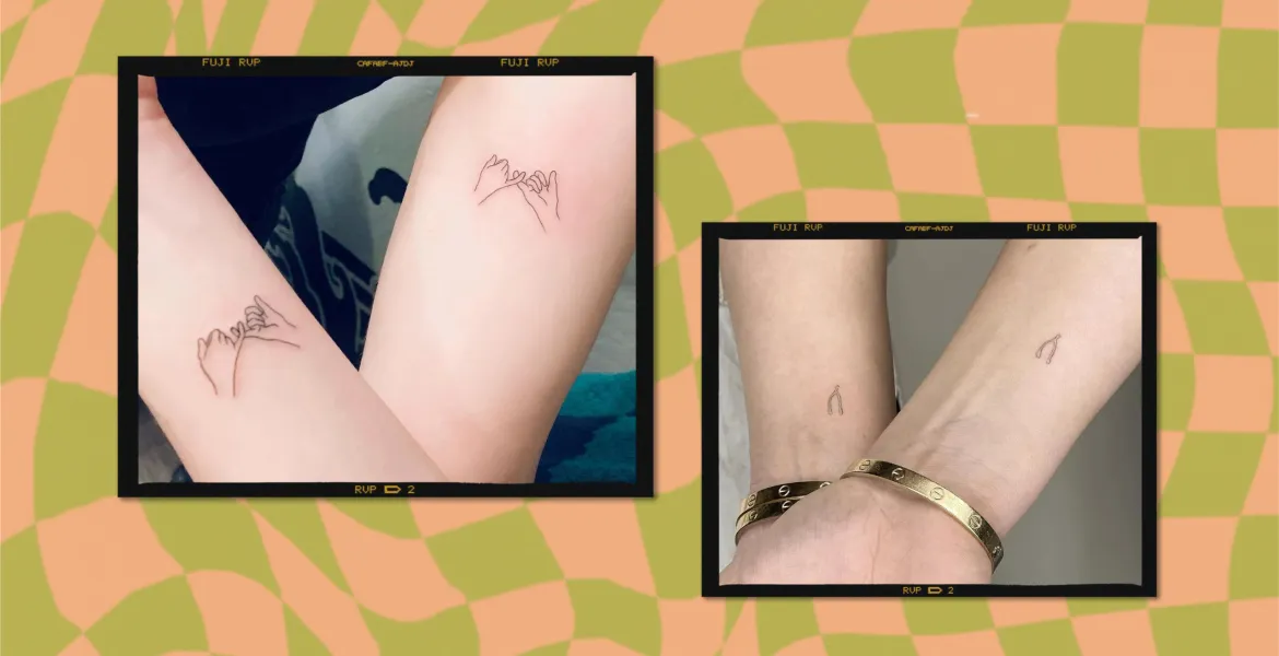 Delicate line work transforms skin into living poetry with these matching