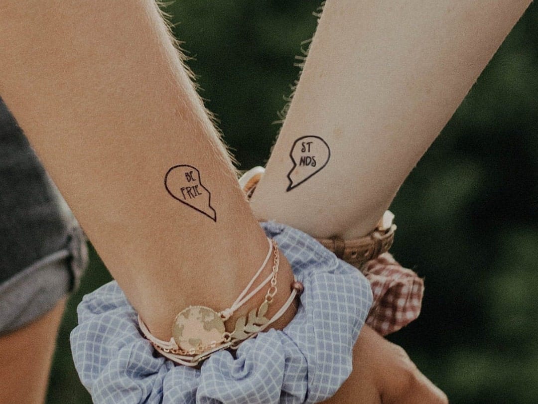 Friendship goals inked in the sweetest way possible 💕 These matching speech bubble tattoos featuring