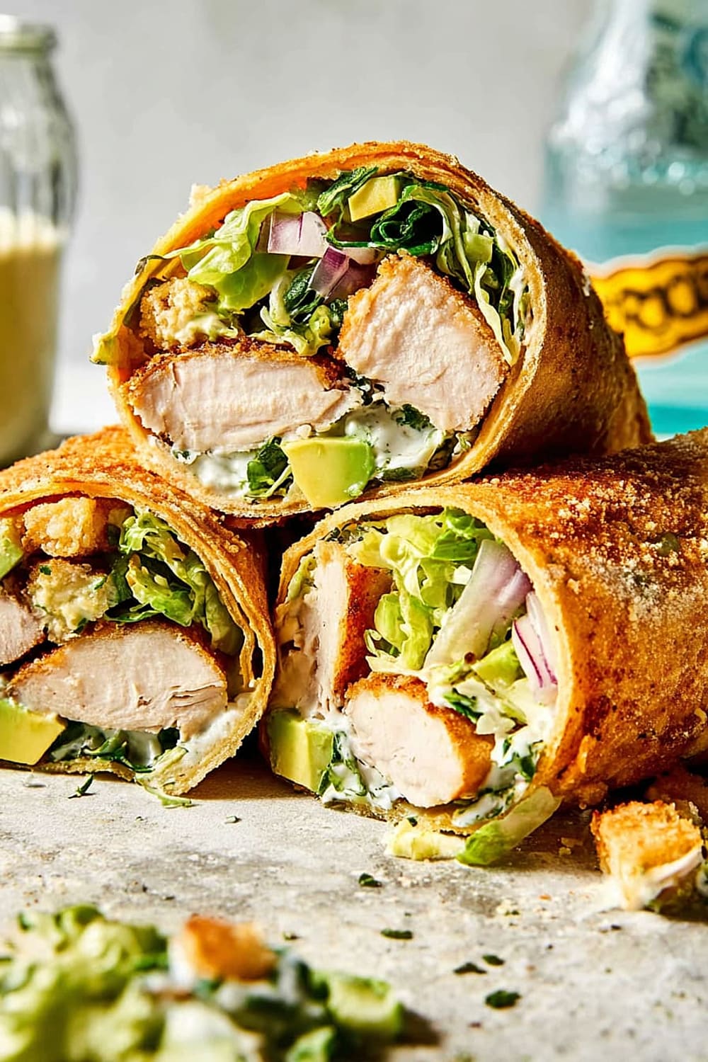 Chicken Caesar Wrap with Crispy Parmesan Crust