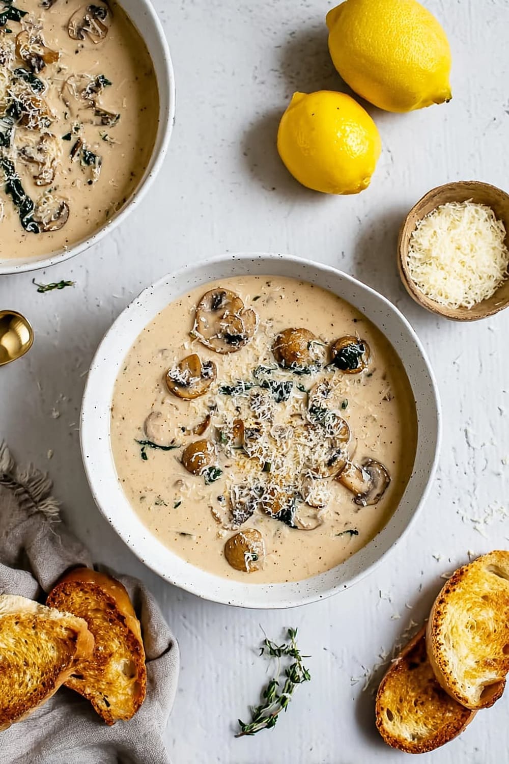 Creamy Mushroom Soup with Lemon and Thyme