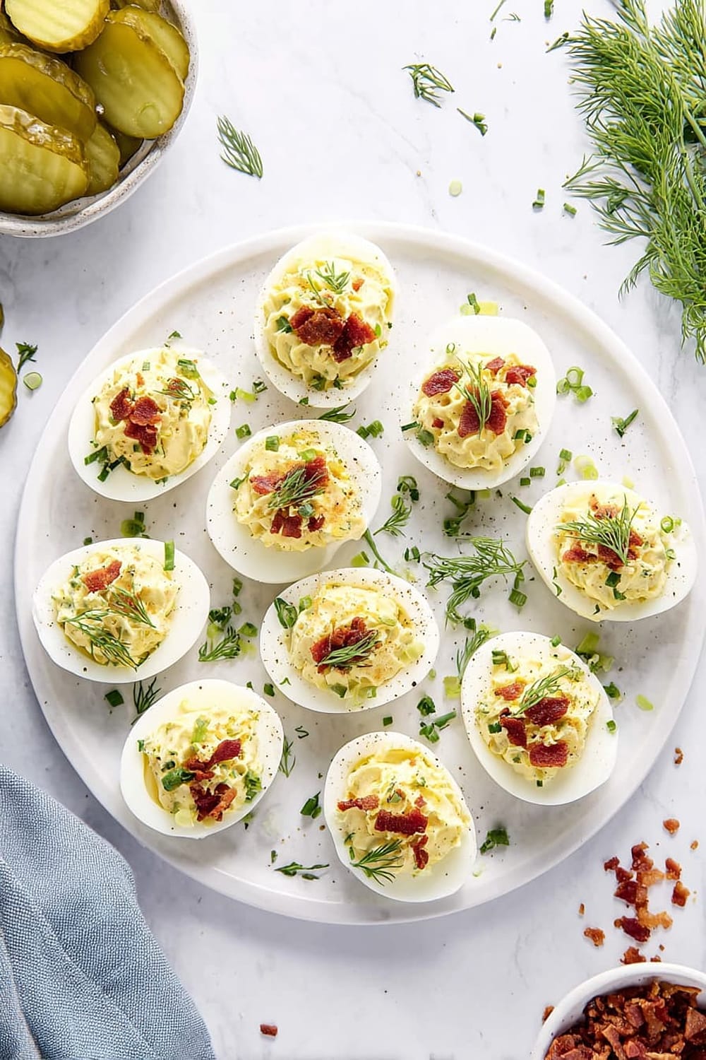 Bacon Dill Pickle Deviled Eggs