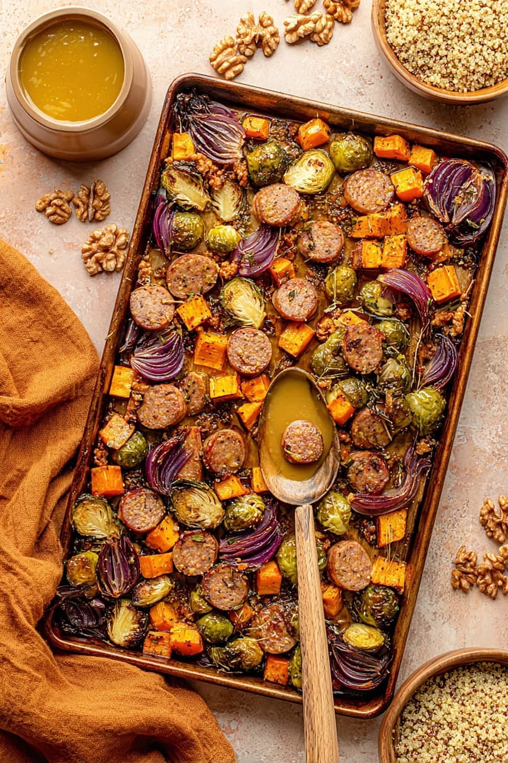 Fall Veggie Sheet Pan Dinner with Maple Mustard Sauce