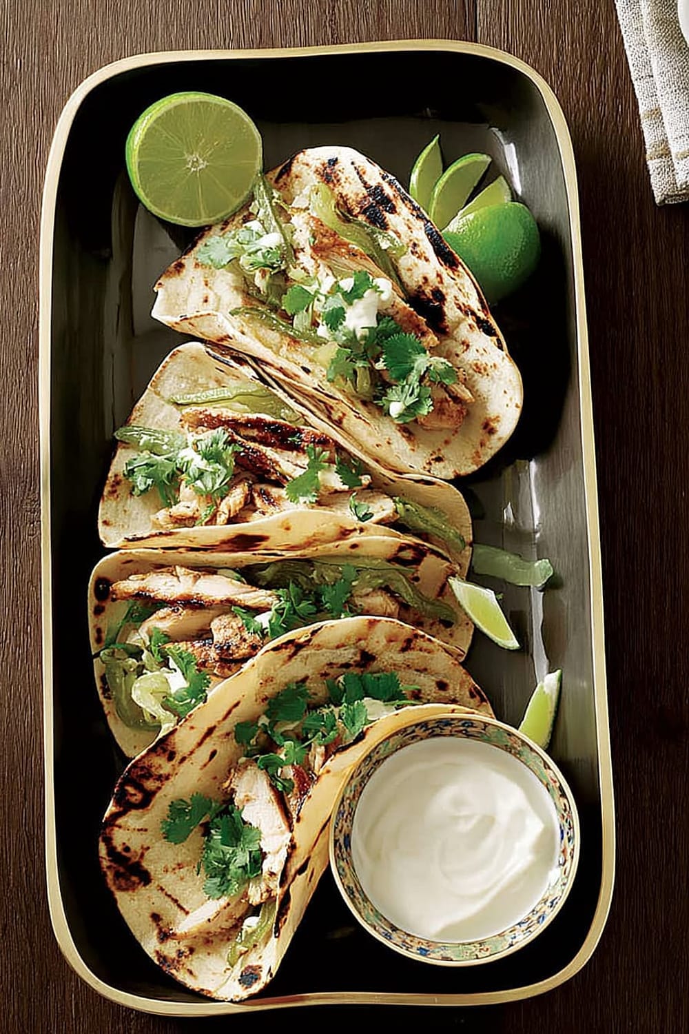 Chicken & Poblano Tacos with Crema
