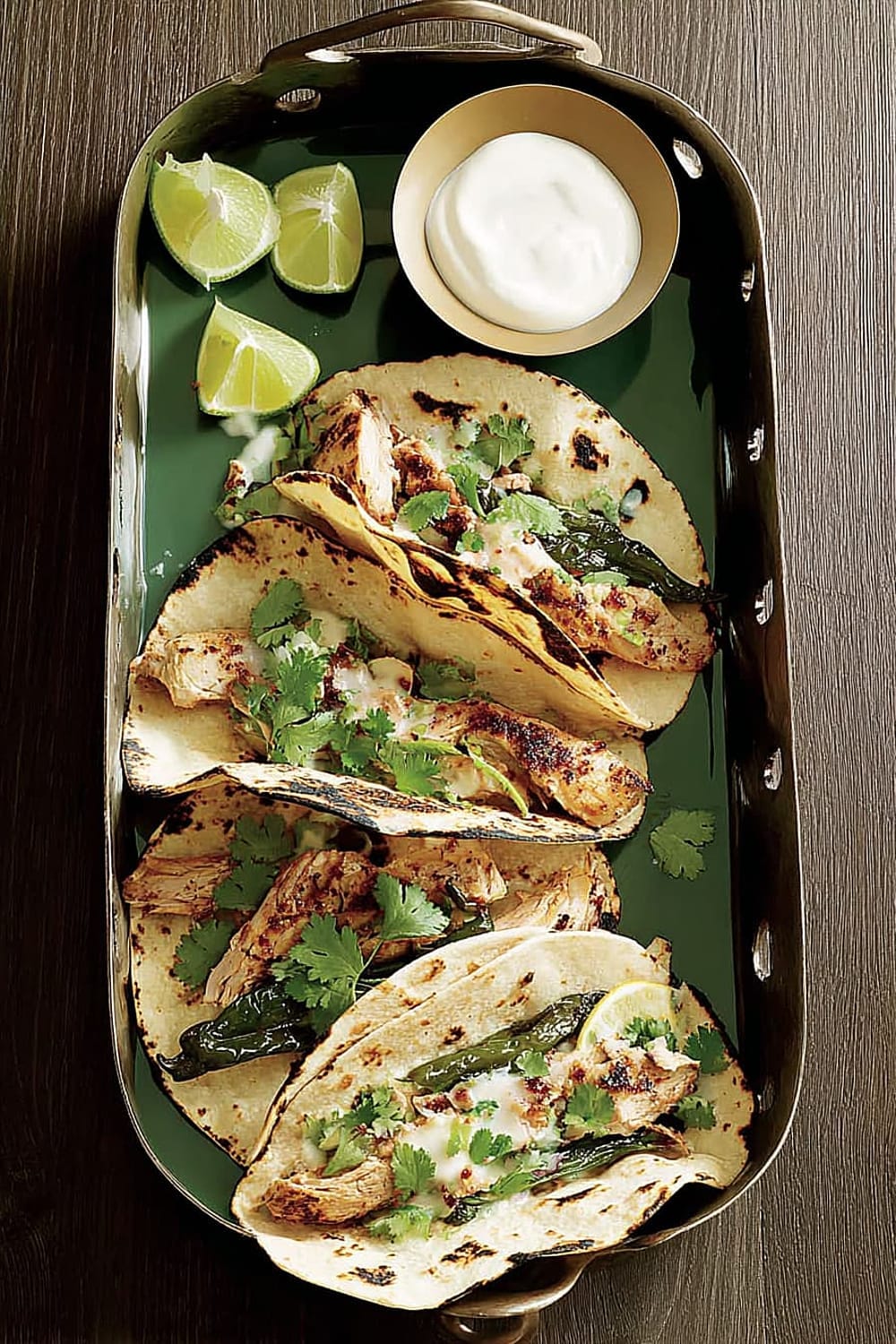 Chicken & Poblano Tacos with Crema