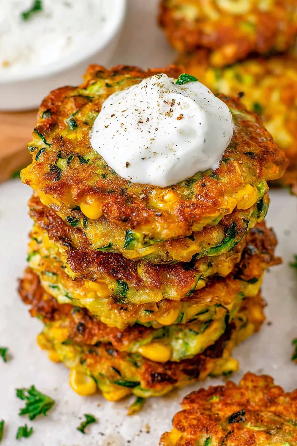 Cheesy Zucchini and Corn Fritters