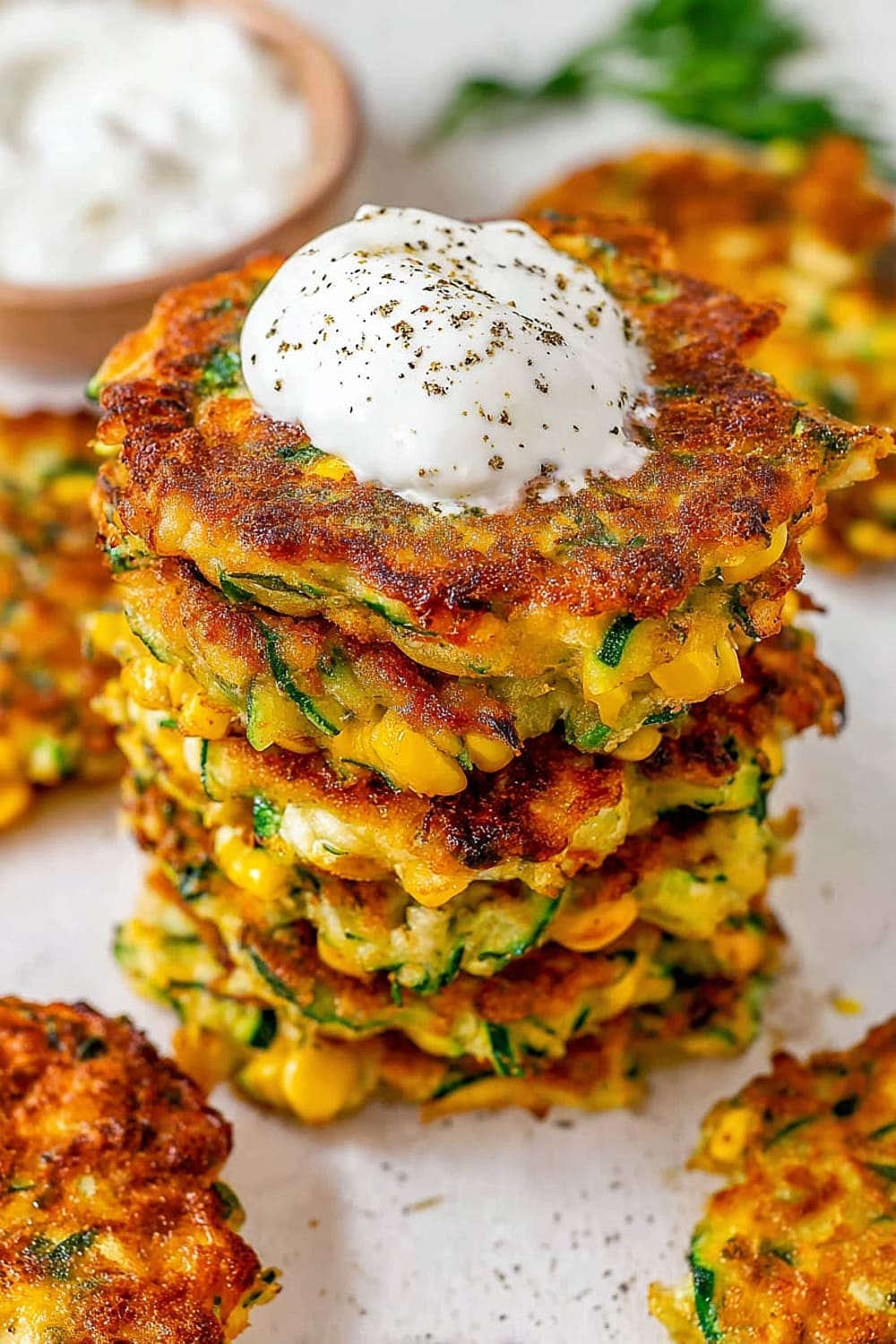 Cheesy Zucchini and Corn Fritters