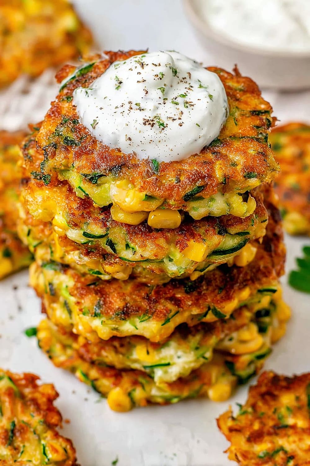 Cheesy Zucchini and Corn Fritters