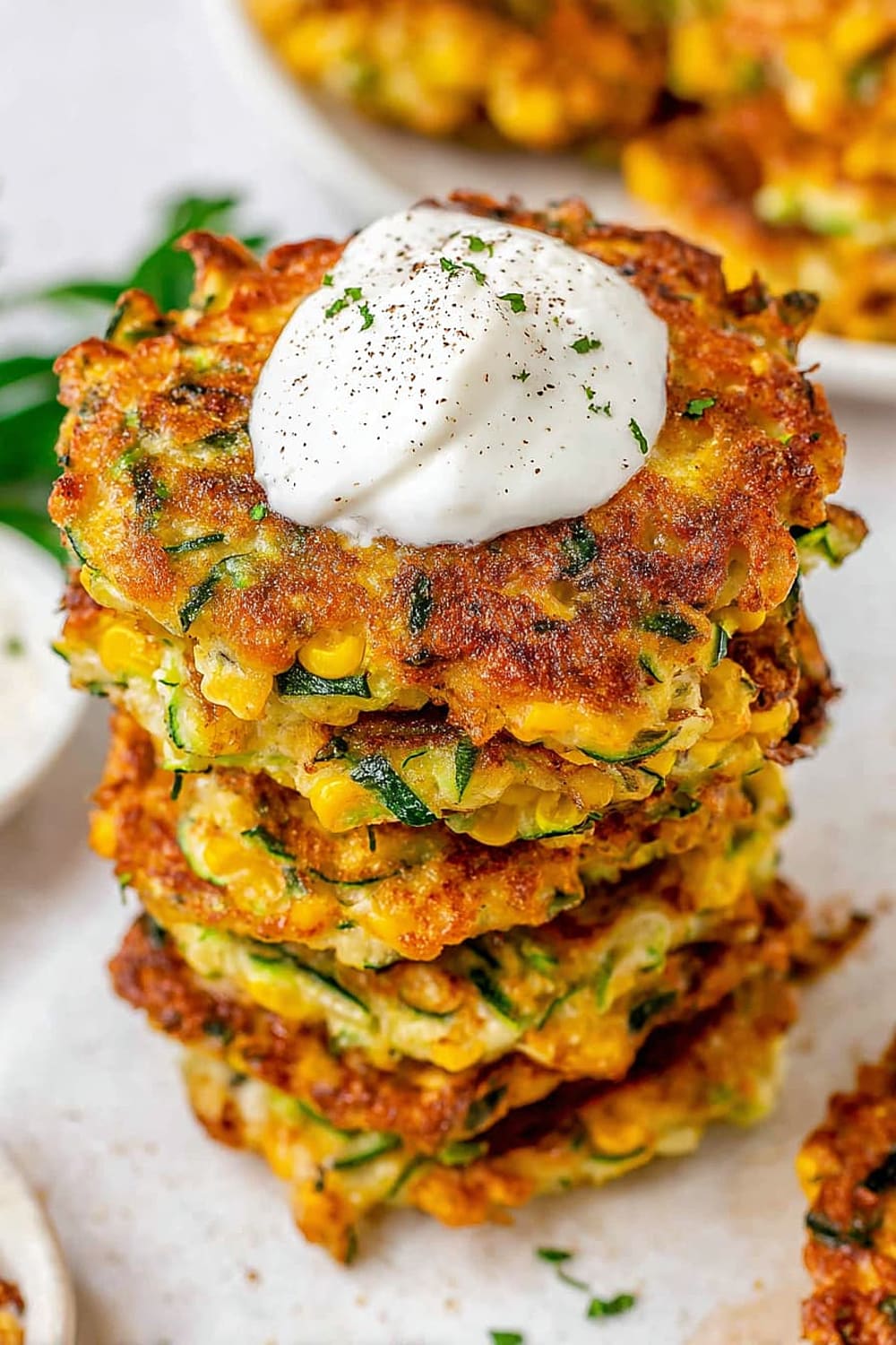 Cheesy Zucchini and Corn Fritters