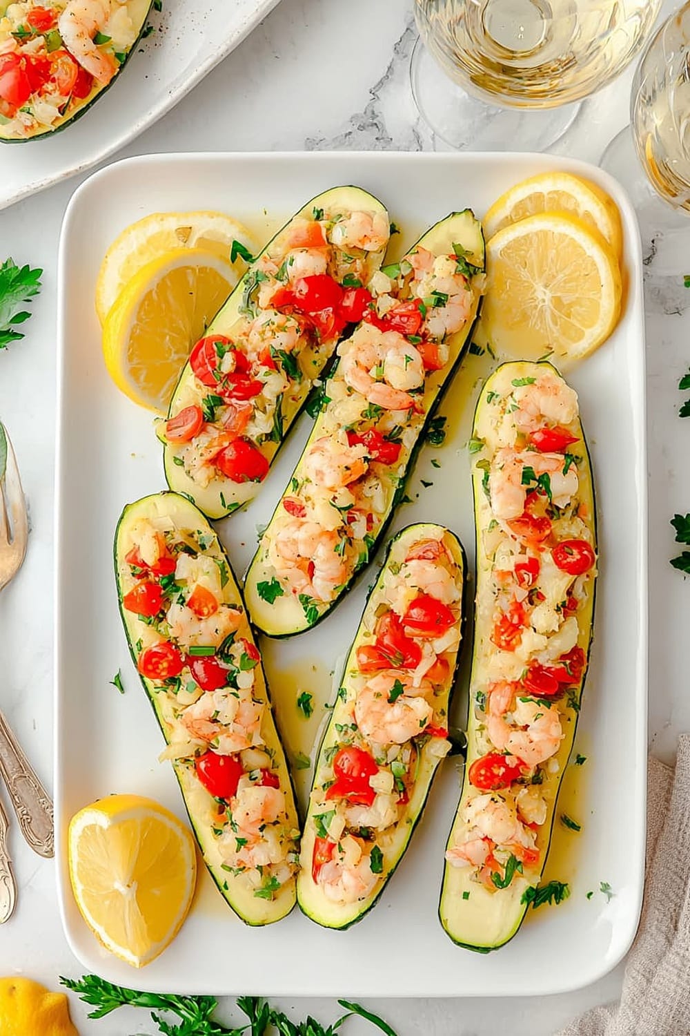 Shrimp Scampi Zucchini Boats