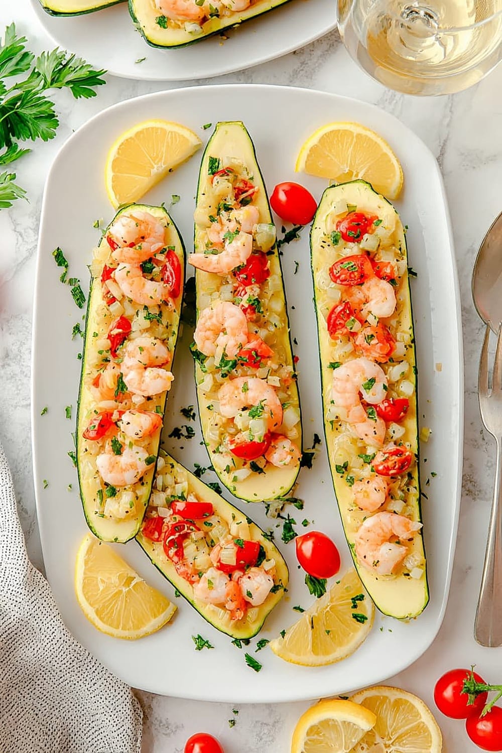 Shrimp Scampi Zucchini Boats