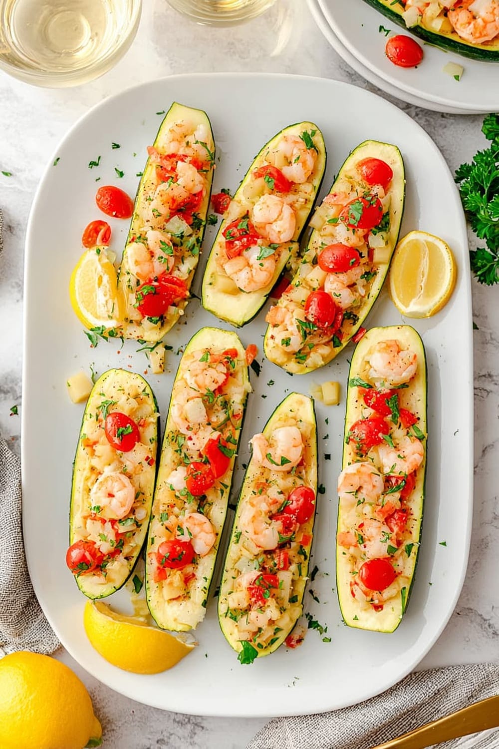 Shrimp Scampi Zucchini Boats