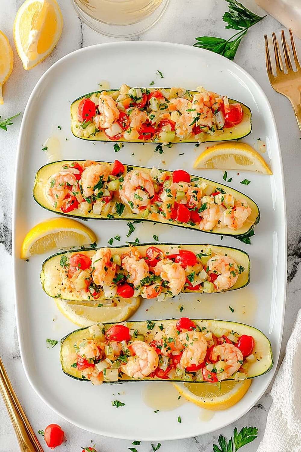 Shrimp Scampi Zucchini Boats