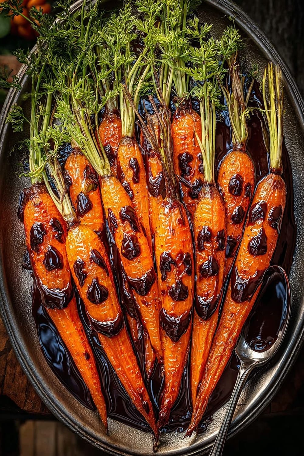 Roasted Carrots with Chocolate Balsamic Sauce