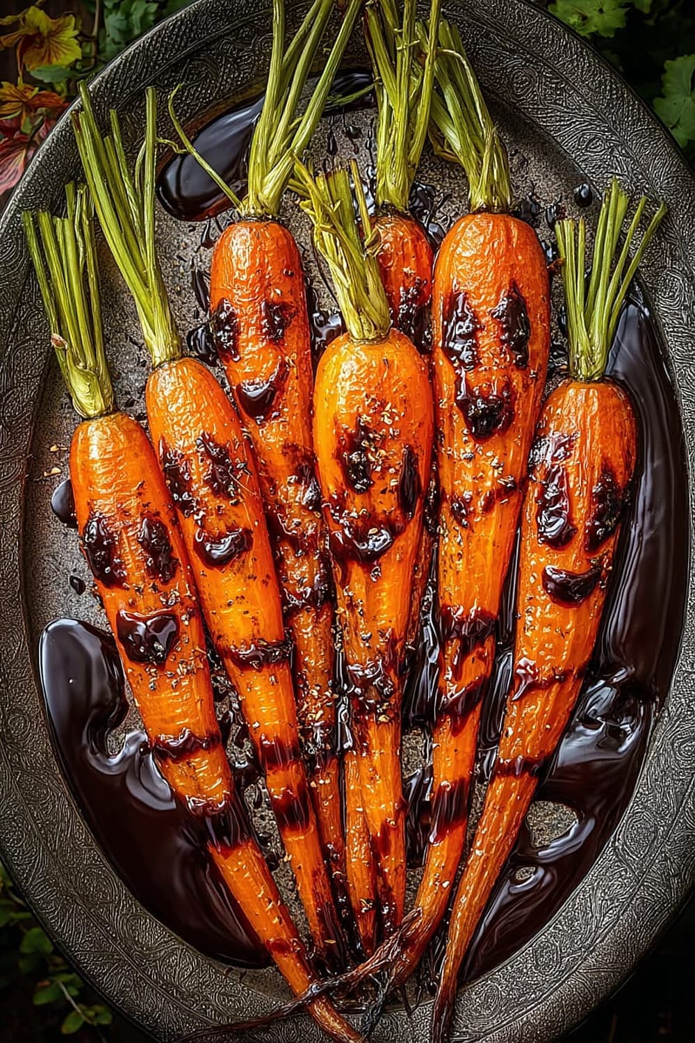 Roasted Carrots with Chocolate Balsamic Sauce