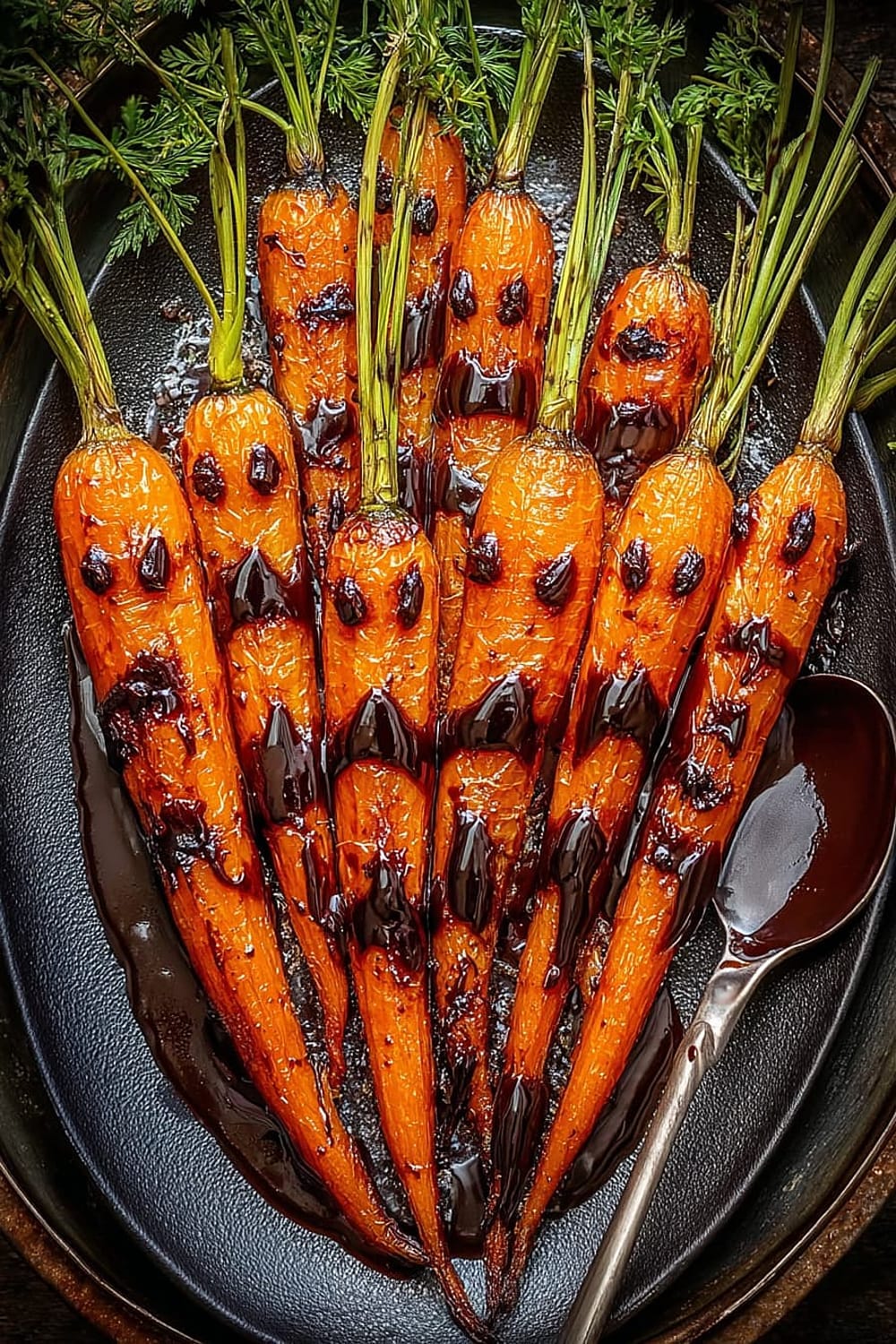 Roasted Carrots with Chocolate Balsamic Sauce