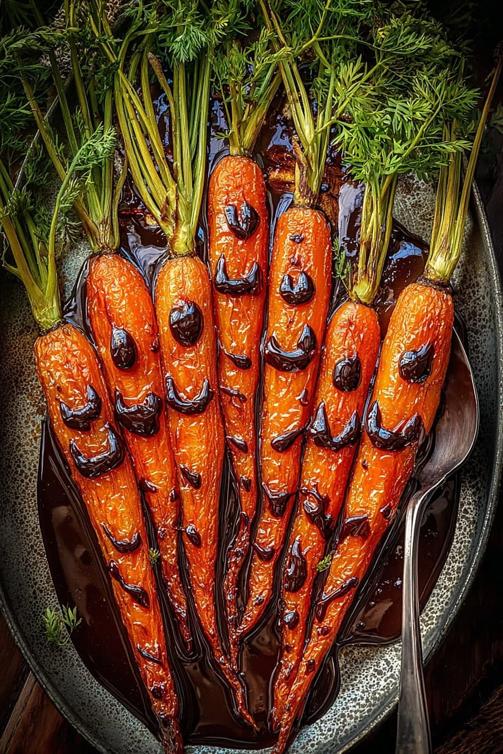 Roasted Carrots with Chocolate Balsamic Sauce