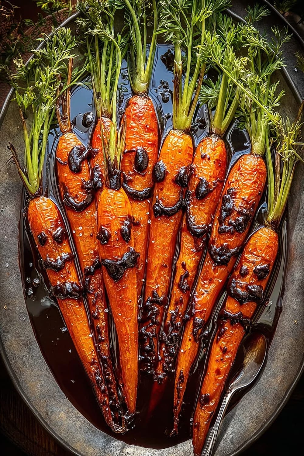 Roasted Carrots with Chocolate Balsamic Sauce
