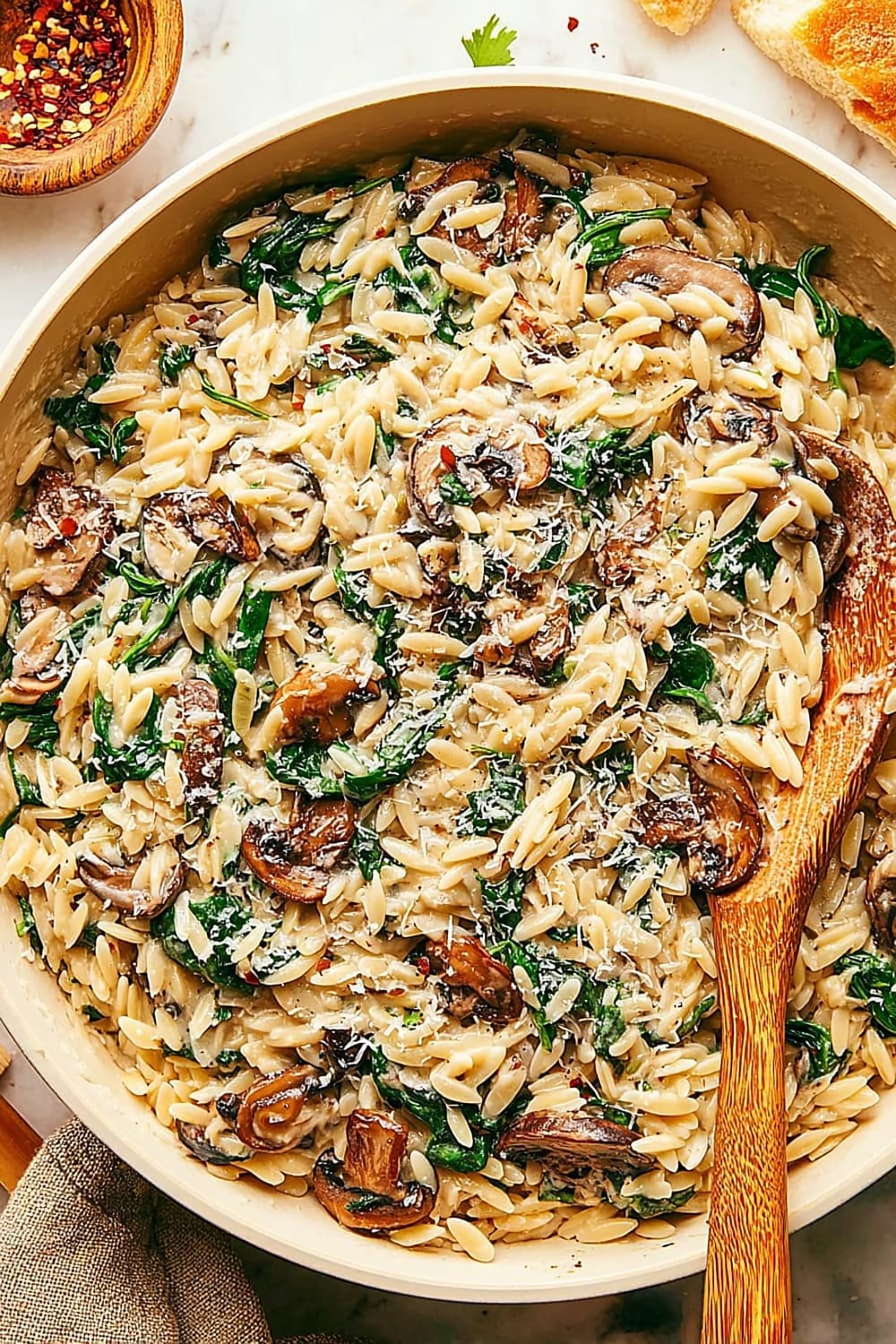 Creamy Garlic Mushroom Orzo