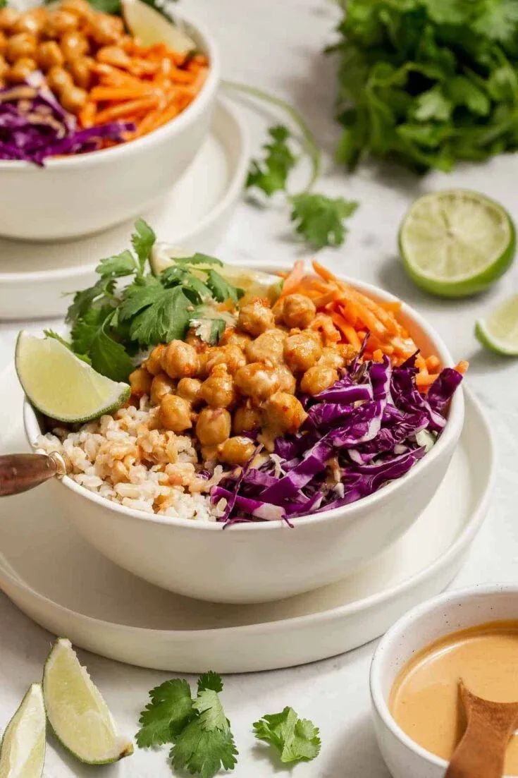 Chickpea Bowls with Peanut Sauce