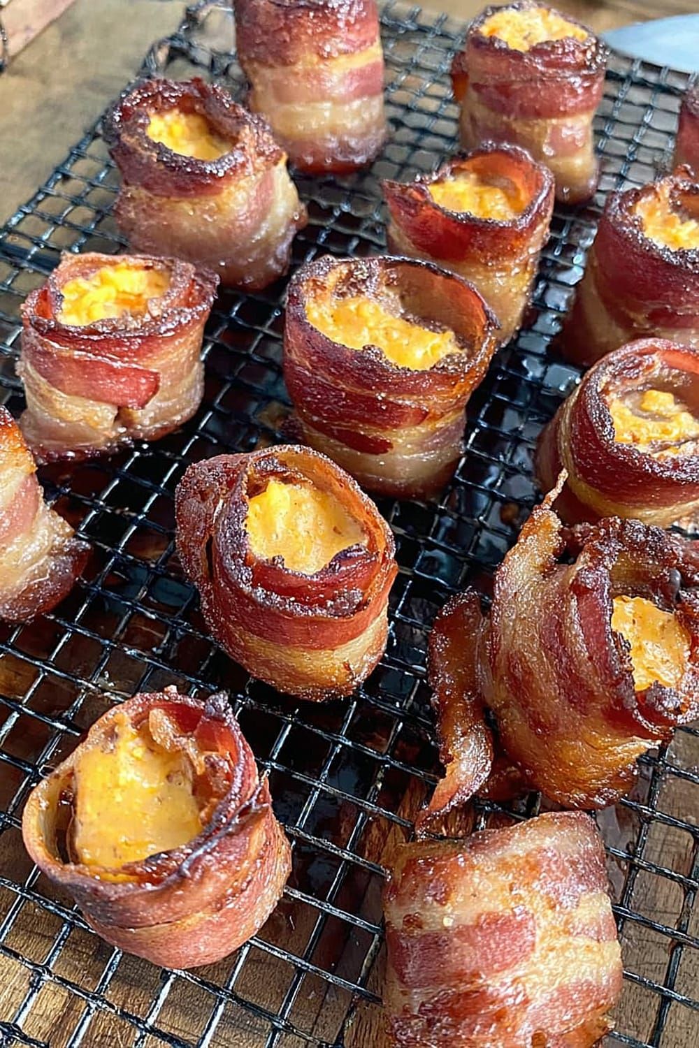 Baked Pig Shots (Bacon Wrapped Sausage)
